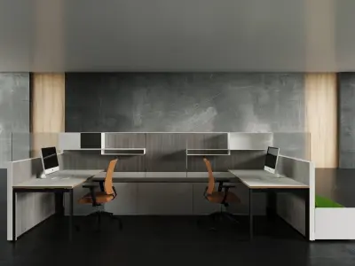Modern Office Table and Chair Set 3D Model Scene set4 3D model