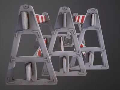 A-frame plastic construction barrier Low-poly 3D model