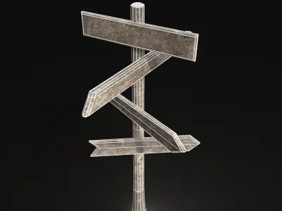Next Gen AAA Wooden Road Sign - Customizable Low-poly 3D model