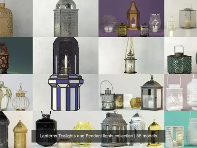 Lanterns Tealights and Pendant lights collection 3D Model Pack