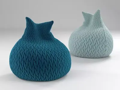 Slumber two knitted cat shaped vases 3D model