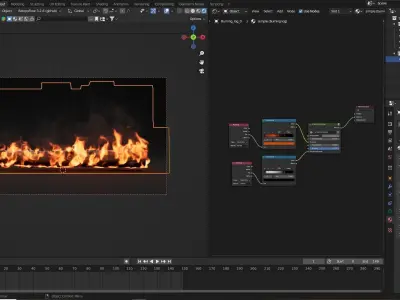 High-Resolution Burning log - vdb animated 3D model