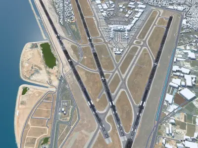 Beirut Rafic Hariri Airport 10km Low-poly 3D model