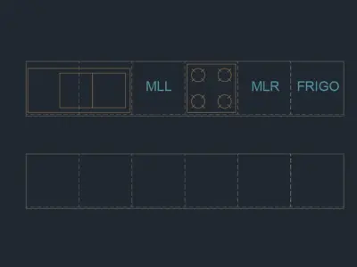 Dynamic Kitchen Cabinet Block - Adjustable Length and Placement 3D model