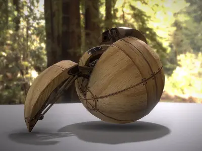 Hydraulic Sphere Bot - Forest Version Low-poly 3D model