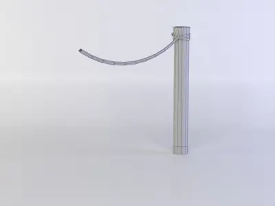 Fence segment pole with rope Low-poly 3D model