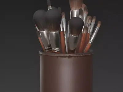 Realistic Makeup Brushes Set 3D Model 3d model Low-poly 3D model