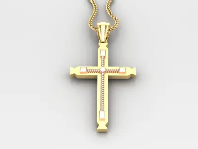 High Cross Pendant Light Gold 18K 4CP099 3D print model