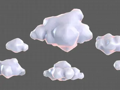 Clouds cartoon V02 Low-poly 3D model