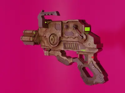 Stylized Sci-Fi Gun Weapon PBR low-poly game-ready Low-poly 3D model