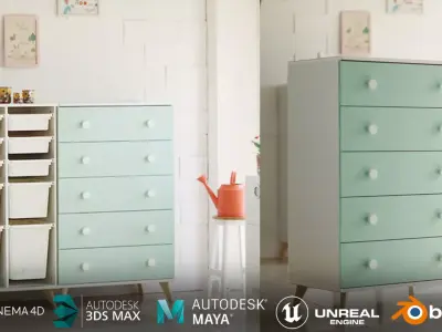 Lauren 5 drawer chest 3D model