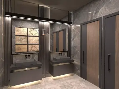 RESTAURANT RESTROOM DESIGN 3D model