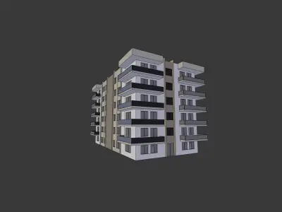 BUILDING 1 with balconies and balconies 3D model