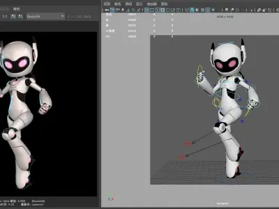 Female Robot Rigged 3D model Low-poly 3D model