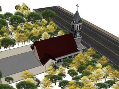 Architecture-Religion-God-Culture-Temple-063 church with steeple 3D model