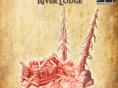 Ruined River House Tabletop Terrain 28 MM 3D print model