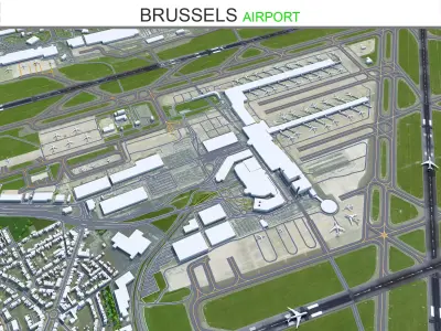 Brussels Airport 12km Low-poly 3D model