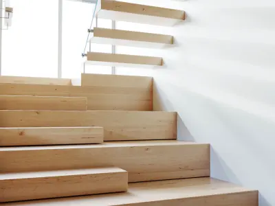 Stairs wooden staircase in house 3D model