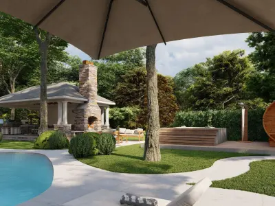3D Exterior Scene 3D model design garden and landscape 3D model 32