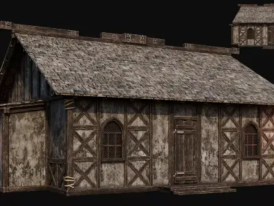 MEDIEVAL 03 with INTERIORS 4K TEXTURES Low-poly 3D model