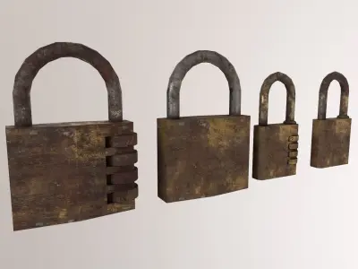 4 Rusty Padlocks Low-poly 3D model