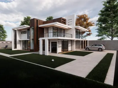 Modern villa with pool 3D model
