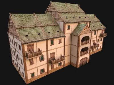 Medieval House Cottage Skyscraper Low-poly 3D model