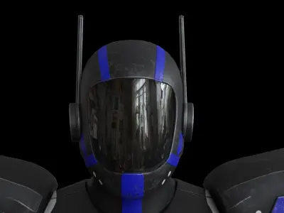 High-quality blue robot model  3D model