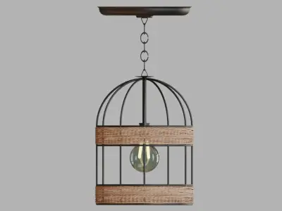 JUTE LAMP NATURE LAMP STEEL AND ROPE RUSTIC 3D model