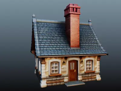 Mediaval stone house 3D model