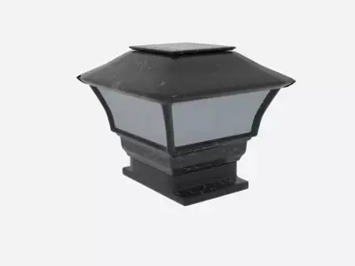 Solar Panel Lamp Cap Fence Low-poly 3D model