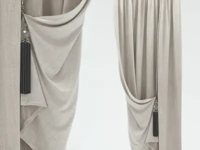 Curtain with tassels Low-poly 3D model