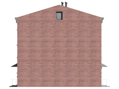 Townhouse brick building with two windows on side Low-poly 3D model