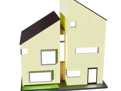 Low Poly Modern House Low-poly 3D model