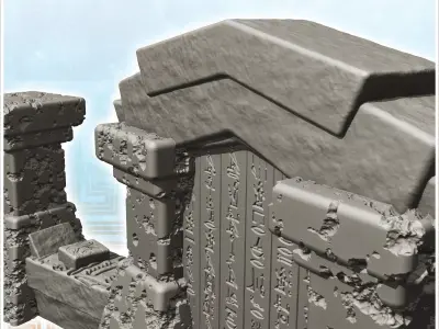Egyptian temple wall ruin 2 - Ancient Classic Old Archaic Histor 3D print model