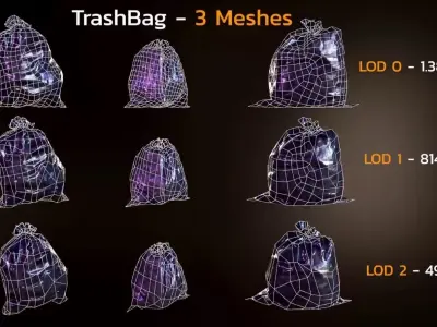 Trash bag Game Ready Low-poly 3D model