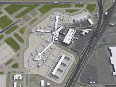 Cleveland - Hopkins International Airport - CLE Low-poly 3D model