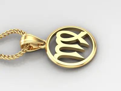 Circle Virgo Light Gold Pendant Version 6 3D print model