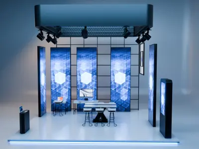Modern Exhibition Booth 3D Model  High-Quality Trade Show Stand 3D model