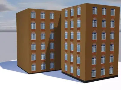 Hostel building Low-poly 3D model purchase