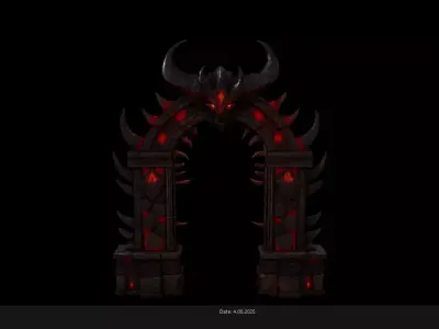 Low Poly Stylized Infernal Archgate  Demonic Portal Low-poly 3D model