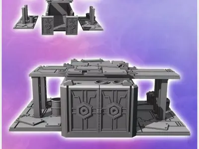 Container shelter with crates and metal awning 6 - Modern WW2 WW 3D print model