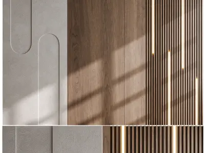 Headboard wood and concrete 3d Wall Panel 3D model