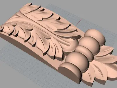 Door Post flower 3D STL Model for CNC Router Carving E960 3D model