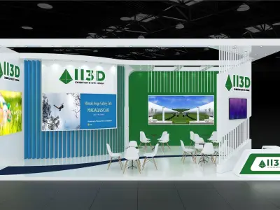Exhibition Stand Stall Two Side Open 9X7 3D model