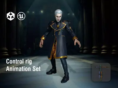 Regal Ruler in Elegant Coat Low-poly 3D model