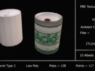 Barrel Pack Low-poly 3D model