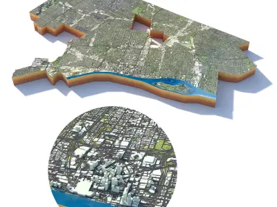Detroit City Michigan USA 3D model