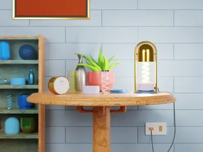 Unique Table Lamp and Parts Interior Design 3D Model Low-poly 3D model