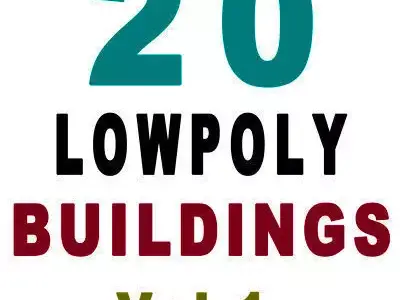 Set of 20 Buildings  Low-poly 3D model